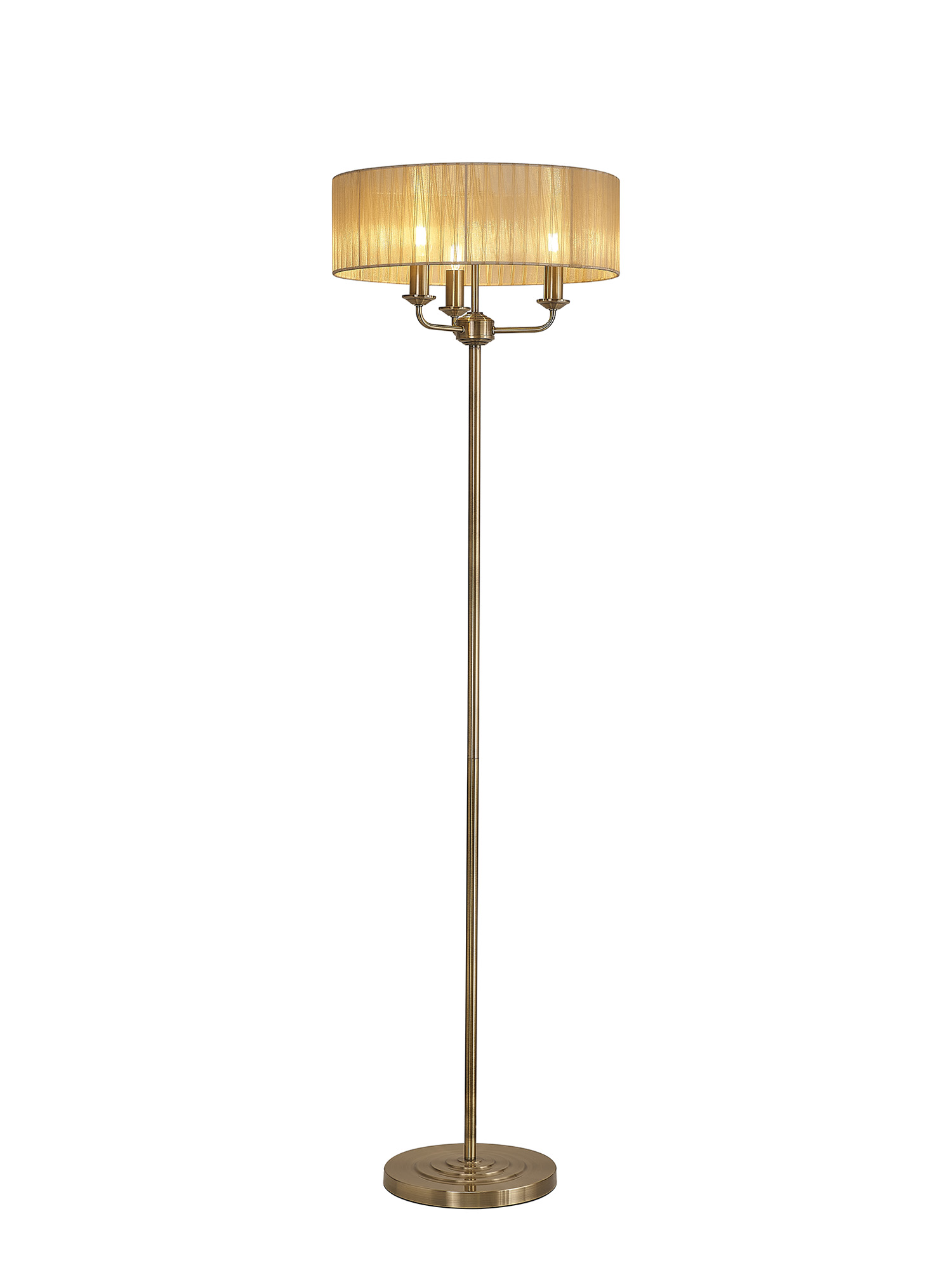 DK0909  Banyan 45cm 3 Light Floor Lamp Antique Brass, Soft Bronze
